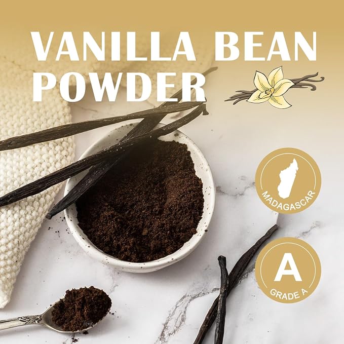 Zorvita Madagascar Vanilla Bean Powder 4.23 Oz Pure Ground Grade A Vanilla Bean Gluten-Free No Additives or Sugar Great for Baking Coffee Smoothies Desserts 120g