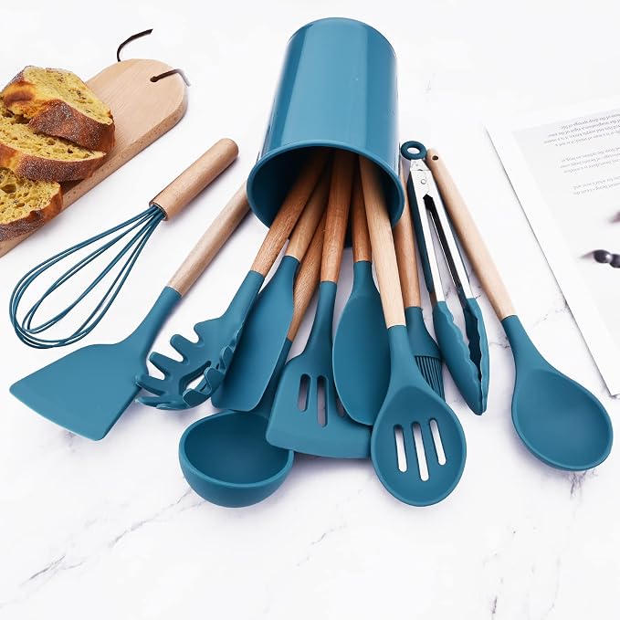 1pcs Blue Cooking Utensils Plastic Holder, Kitchen Utensil Holder Organizer for Countertop,Easy to Clean