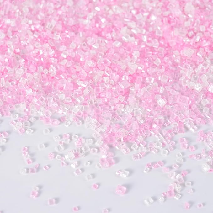 Valentine Sanding Sugar Mix 4.23 oz Edible Pink White Sprinkle Sparkling Sugar Mix, Perfect for Cake Decorations, Baking, Ice Cream, Cookies, Cupcake Topper Wedding Party Celebrations