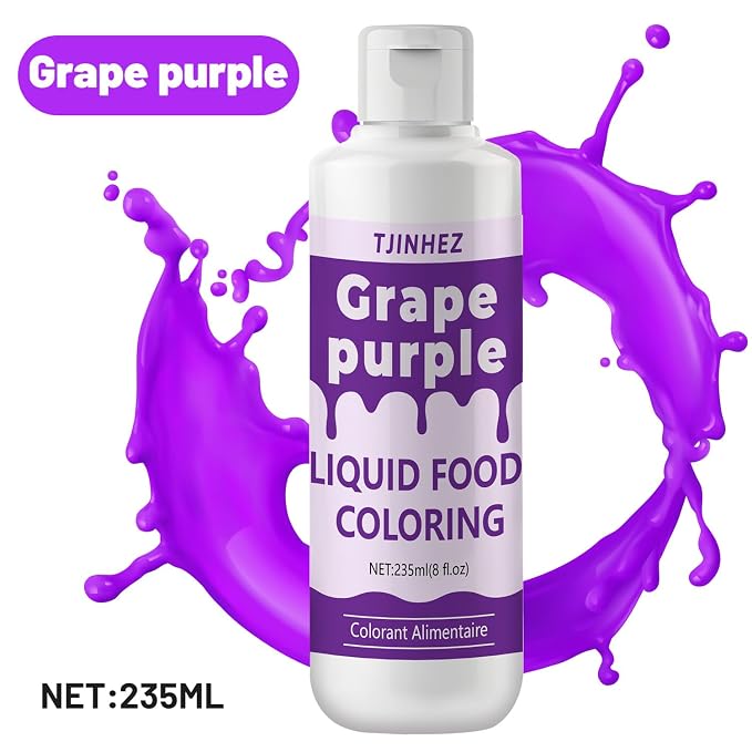 Food Coloring Liquid - Vibrant Concentrated Edible Food Dye for Baking, Cake Decorating & Icing - Tasteless Food Dye for Fondant, Easter Eggs, Macarons, Slime Coloring & DIY Crafts (Grape Purple, 8 Fl.oz)