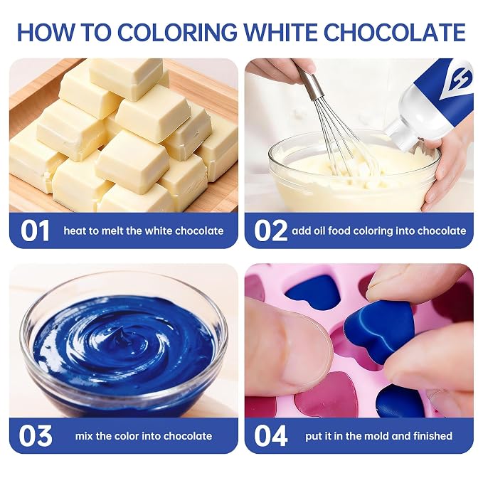 Royal Blue Oil Based Food Coloring for Chocolate – Herbeklab 100ml Professional Concentrated Oil Food Dye for Candy Melts, Chocolate, Cake Pops, Strawberries & Baking