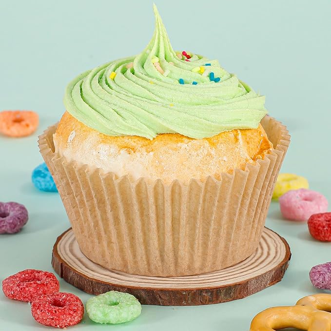 Caperci 300pcs Standard Cupcake Muffin Liners for Baking - Odorless Greaseproof Paper Muffin Baking Cups for Wedding Birthday Party Baby Shower Festivals (Natural)