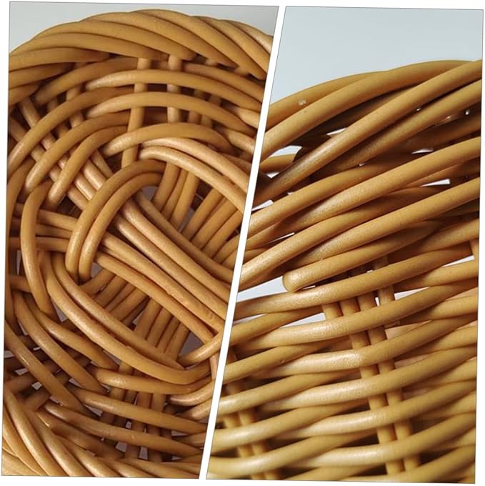 INOOMP Rattan Woven Storage Basket for Fruits and Bread, Handcrafted Wicker Organizer with Open Top, Natural Rattan Material, Suitable for Kitchen Counter and Dining Table Use