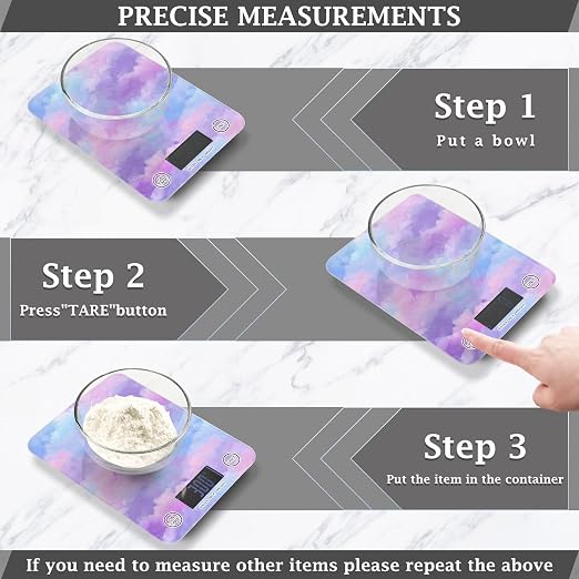 Food Scale Kitchen Scale Food Weight Scales Digital Weight Grams and Ounces Small Electronic Food Scale for Baking Cooking Pink Purple Blue Gradient