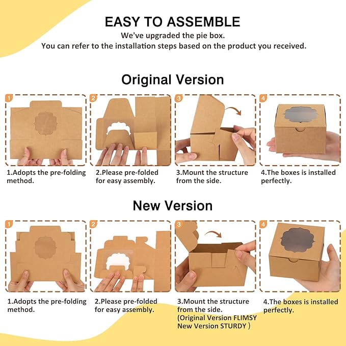 TOMNK 100pcs 4x4x2.5 Small Cookie Boxes, Mini Dessert Boxes with Window for Cupcakes, Macarons, Chocolate,Strawberries, Muffins(Kraft Paper)
