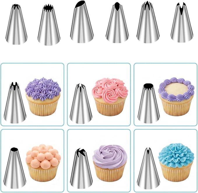 120 Pcs Piping Bags and Tips Set, 12 Inch Disposable Icing Pastry Bags, Cake Decorating Kit Baking Supplies with Reusable Piping Bag, Frosting Tips, Couplers & Scrapers