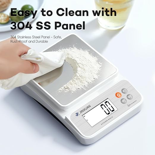 Large Kitchen Scale 5kg/11lbx0.1g Waterproof Digital Food Scale for Kitchen Rechargeable Food Weighing Scale Grams and Ounces with LCD Display USB Cord for Baking Cooking Weight Loss Meal Prep