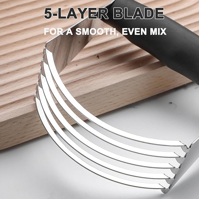 Dough Blender - Pastry Cutter Stainless Steel Butter Cutter, Pastry Blender for Easy Mixing, Pasta, Pie Crusts, Cake, Biscuits Baking Tools (Black)