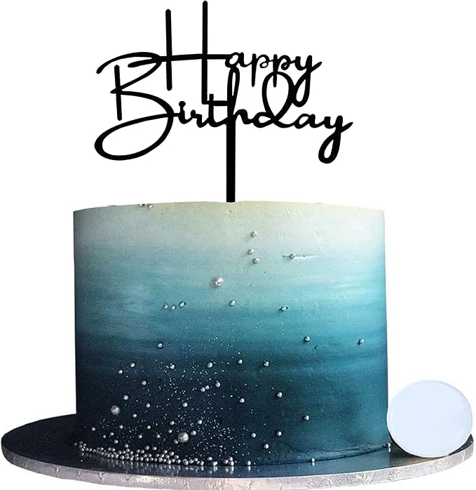 10 PCS Black Happy Birthday Cake Topper Acrylic Cupcake Topper A Series of Birthday Cake Supplies Decorations