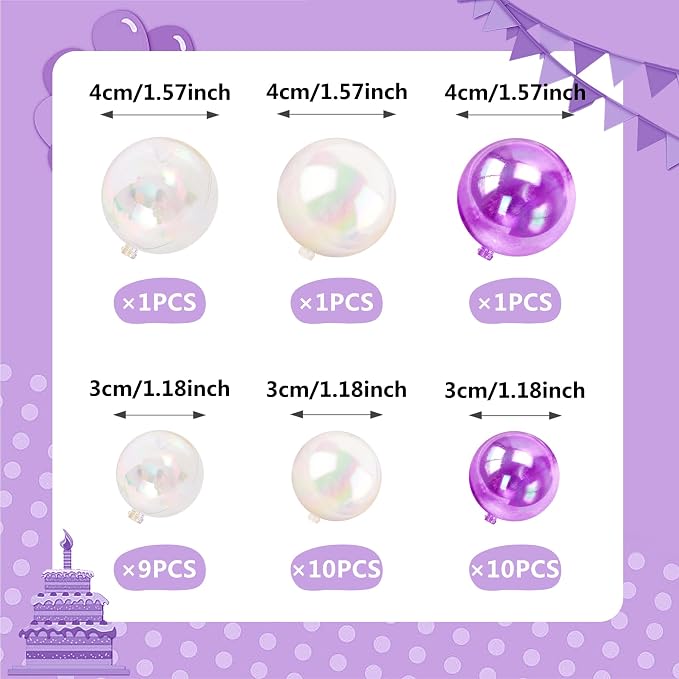 32 PCS Ball Cake Topper Bubble Mini Balloon Topper Ball Cake Picks for Birthday Party Wedding Decoration Supplies