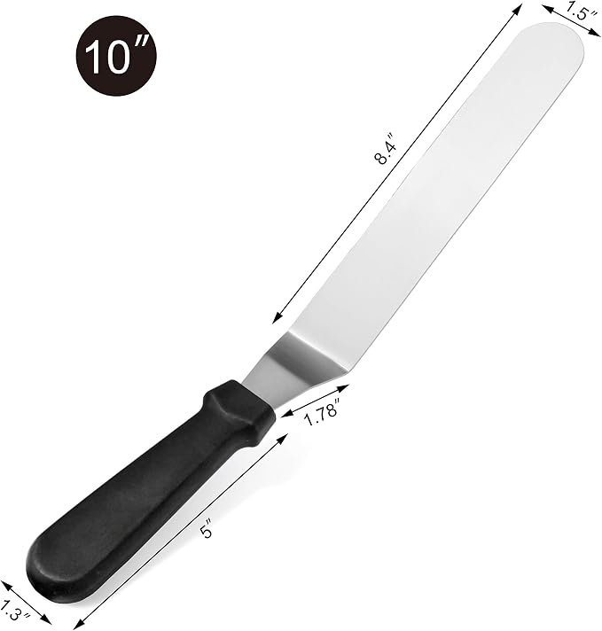New Star Foodservice Angled Icing Spatula, 10 Inch Blade, 15 Inch Overall, Bakery-Grade Stainless Steel Offset Frosting Spatula