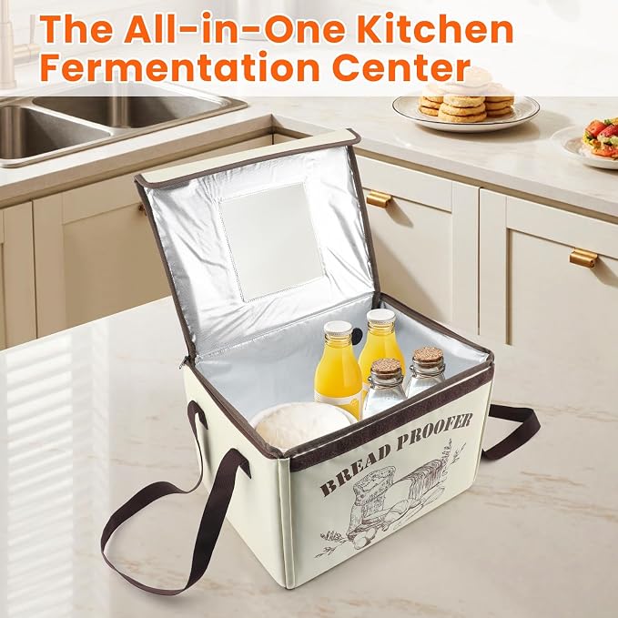 Folding Dough Proofing Box - Bread Proofer with 50-113℉ Temp Control,48H Timer and Metal Rack for Pizza, Sourdough, Yogurt, Seed Starting, Bread Baking
