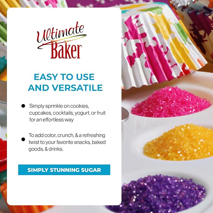 Ultimate Baker Flavored Sanding Sugar (1x4oz) - Burst of Flavor & Color for Cakes, Cookies & More, All-Natural, Perfect for Baking & Decorating or as a Flavored Coffee Sugar (Mixed Berry)