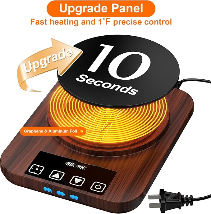 Sourdough Starter Warmer Mat - 24H Timer - Precise 1°F Thermostat Control (70-110°F) - Smart Memory Warming On/Off - Warming Heating Pad for Sour Dough Starter (Wood Grain)