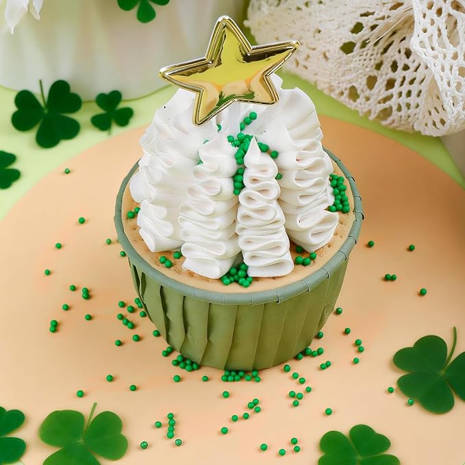 Green Sprinkles for Cake Decorating, 11Oz Spring St Patricks Day Sprinkles Edible with Jimmies, Nonpareils, Shamrock, Confetti, Sanding Sugar, Cupcake Ice Cream Donuts Baking Toppings