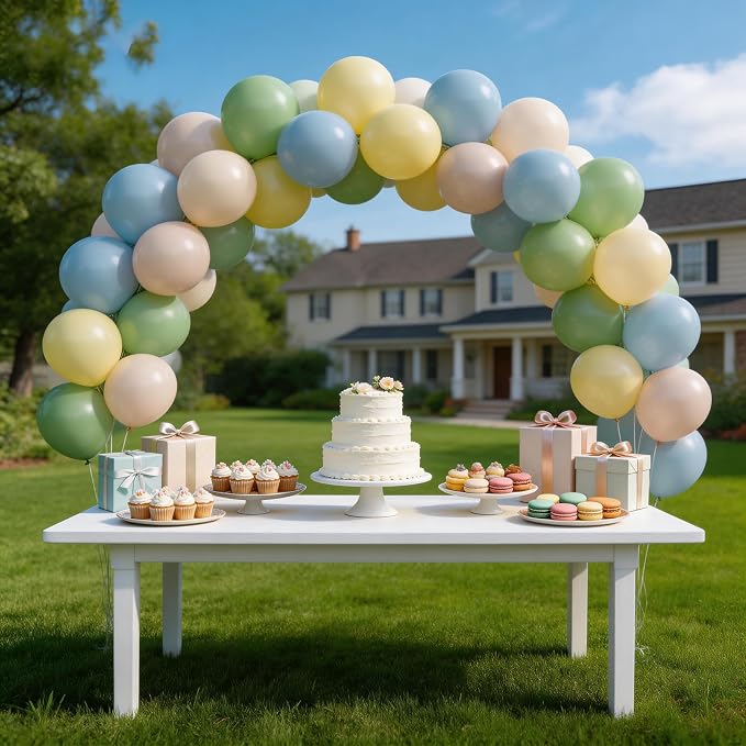 160Pcs 12 Inch Sage Green Dusty Blue Yellow Latex Balloons for Baby Shower Wedding Birthday Boho Party Decorations