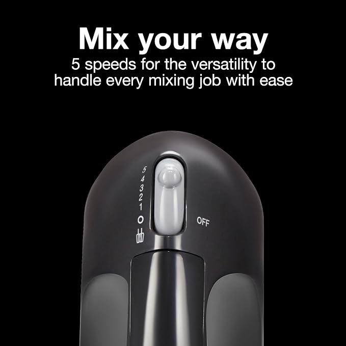 Proctor Silex Easy Mix 5-Speed Electric Hand Mixer with Bowl Rest, Compact and Lightweight, 100 Watts of Peak Power, Black (62507PS) (Pack of 4)