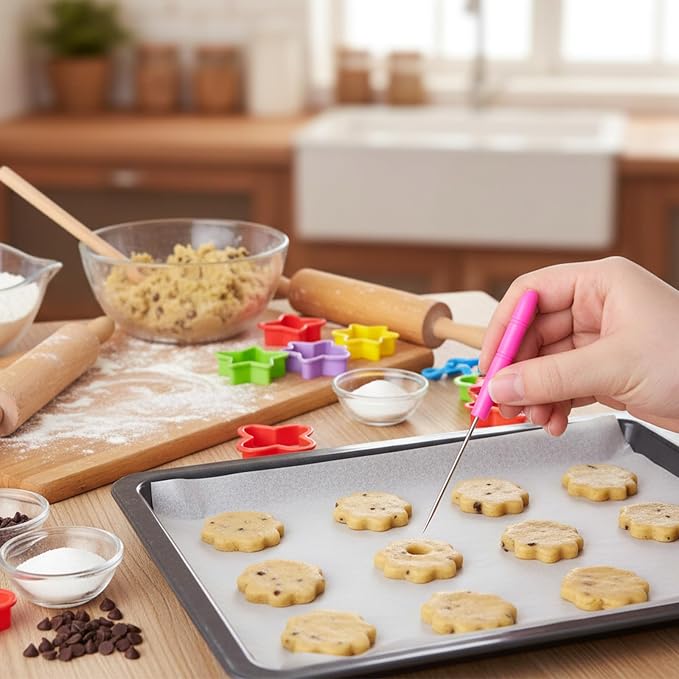 14 PCS Cookie Decorating Tool Set, Fondant Cake Decorating Brushes Scribe Cookie Tool Sugar Stir Needle Baking Elbow and Straight Tweezers for Baking Fondants Christmas Sprinkles Supplies for Fondant