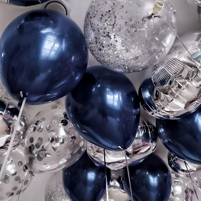 Voircoloria 105pcs Navy Blue Balloons 12inch Dark Blue Balloons for Birthday Graduation Baby Shower Anniversary New Year Party Holiday Decorations