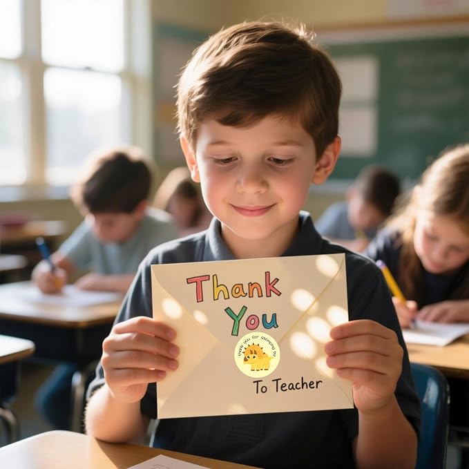 500Pcs Dinosaur Stickers for Kids Boy Teacher Round Animal Children Reward Roll Thank You for Stomping by Sticker School Supplies Incentive Potty Training Stickers for School Classroom Home (Dinosaur)