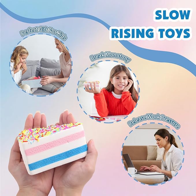 Anboor 4.72" Rainbow Thick Striped Cake Squish Slow Rising Scented Kawaii Fiidget Toy for Kids Adults Autism Birthday Gifts