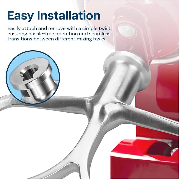 Mixer Attachments for KitchenAid 4.5–5 Quart Tilt-Head Stand Mixers – Compatible with Artisan & Classic – Beaters, Whisks, Dough Hooks & Attachment Sets by MMOBIEL (Flat Beater, Stainless Steel)