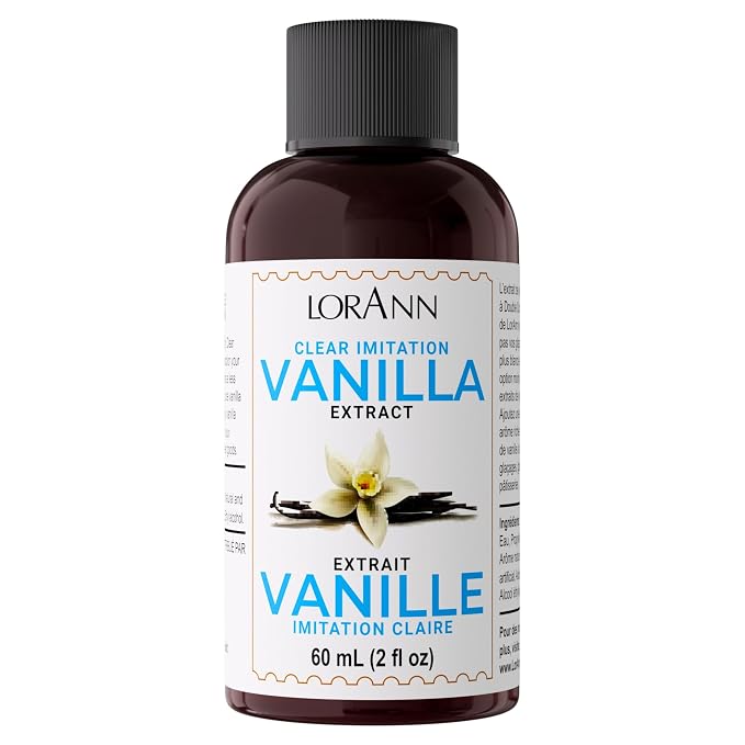 LorAnn Clear Imitation Vanilla Extract 2 Ounce (60ml) - Kosher, Vegan, Sugar-Free, No Corn Syrup, Perfect for Frostings, Cakes, Cookies, Pastries, Economical, Rich, Creamy Flavor, Non-Discoloring