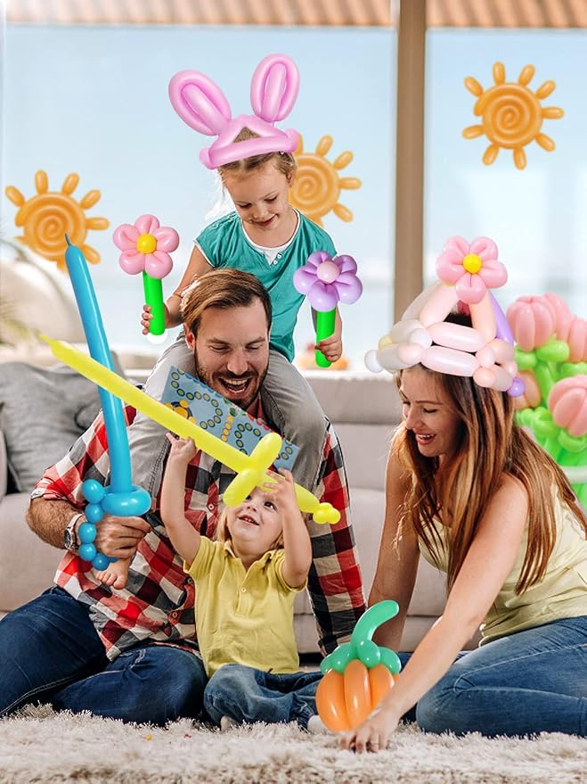 100 Pcs 260 Balloons Kit with Pump - Kids Premium Latex Twisting Long Balloons to Make Animals Flowers, Pastel Color Party Balloons for Boys Girls Birthday Gifts Clowns Wedding Decoration