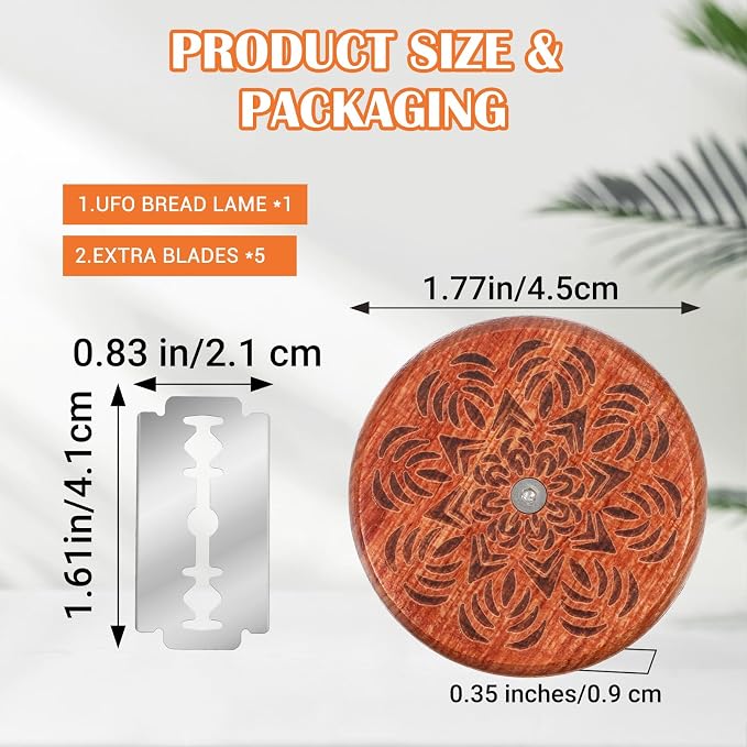 UFO Bread Lame Cutter Professional Bread Baking Scorer for Homemade | Slashing Tool Breads Cutting Knife, 5 Blades and Storage Cover