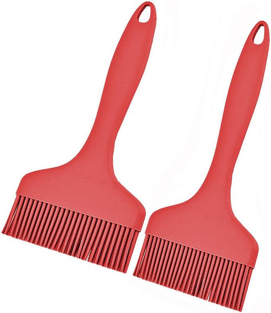 2Pcs Silicone Basting Pastry Brush - Heat Resistant Cooking Brushes Food Brush for Oil, Sauce, BBQ, Baking Outdoor Grill Dishwasher Safe – Red