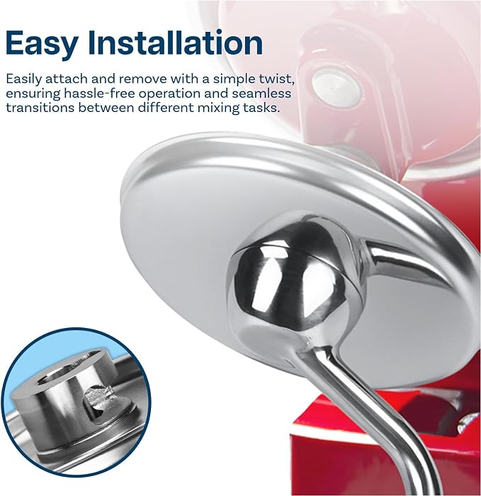 Mixer Attachments for KitchenAid 4.5–5 Quart Tilt-Head Stand Mixers – Compatible with Artisan & Classic – Beaters, Whisks, Dough Hooks & Attachment Sets by MMOBIEL (Dough Hook, Stainless Steel)