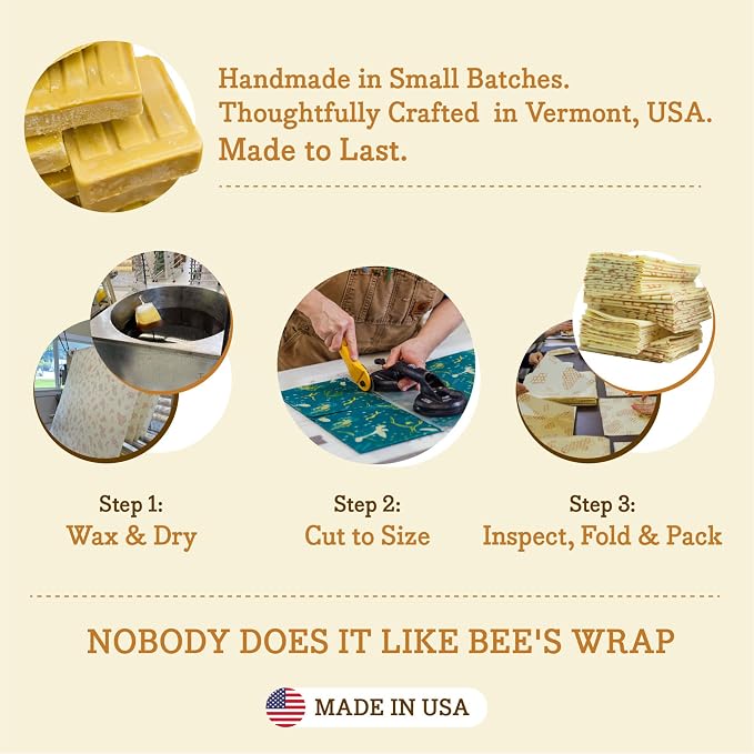 Bee's Wrap Beeswax Wraps for Food - Pack of 2 Bread Wraps - Meadow Magic & Honeycomb - Plastic Free Made in USA Reusable Bread Storage Bags - Organic & Sustainable Sourdough Bags