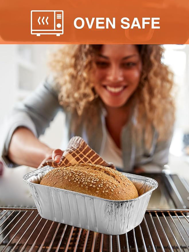 NEEBAKE 150 Pack 6x3.5x2 Disposable Aluminum Loaf Pans - 1 Lb Mini Loaf Pans, Small Aluminum Tin Foil Baking Pan, Food Containers for Baking, Cakes, Bread, Meat, Loaves
