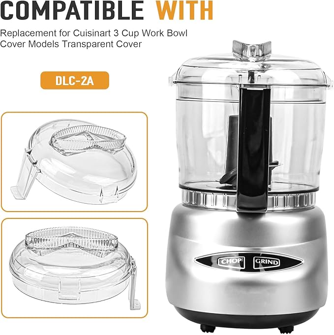 DLC-2AWBC-1 Food Processor lid Replacement for Cuisinart DLC-2A Mini Prep Plus Food Processor 3 Cup,Work Bowl Cover Models