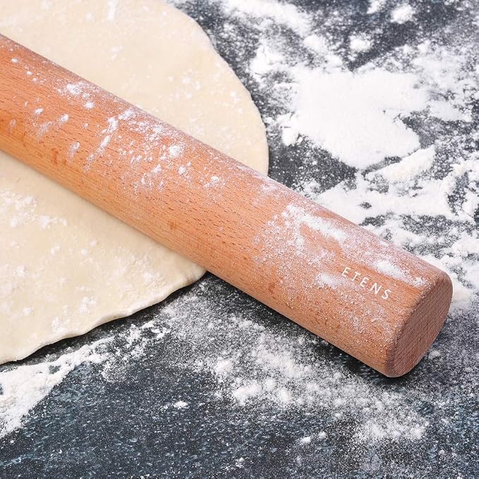Etens Rolling Pin 17.3Inch, Professional Dowel Wood Rolling Pins for Baking Pasta Pizza Pie and Cookie, Wooden Dough Roller Pin (Straight Style, Large 1.73 Inch Diameter)