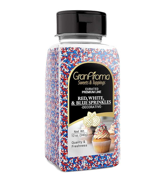 GranAroma Red, White, & Blue Sprinkles, 12 oz, Decorative, Cakes & Cupcakes