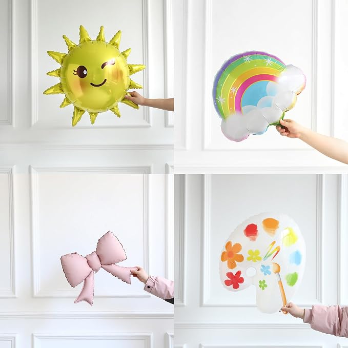Macaron Pastel Rainbow Balloon Arch Kit,136Pcs Blue Dog Balloon Decor with Rainbow Sun Foil Balloons for Gender Neutral Baby Shower Birthday Kindergarten Classroom Fairy Tale Party Decor