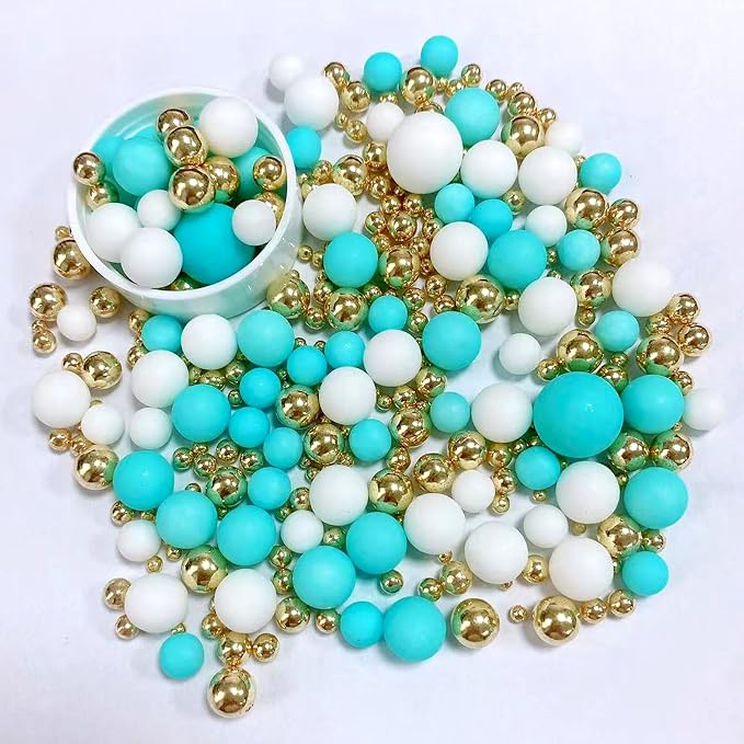 Sentovac Blue Gold White Pearl Sprinkles Edible Sugar for Cake Decorating Fancy Sprinkles Cake Topper Cupcake Cookie Baking Decorations Halloween Christmas Wedding Supplies