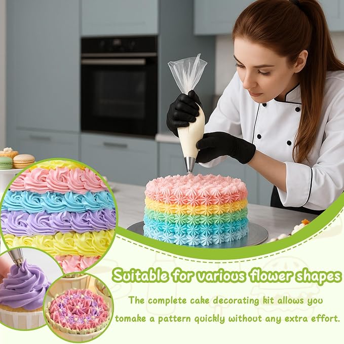 Suuker Open Star Piping Tips Set, 9 Pieces, Small Size | French Star Tube, Stainless Steel, For Cupcakes Cakes Cookies, Frosting Nozzle Kit