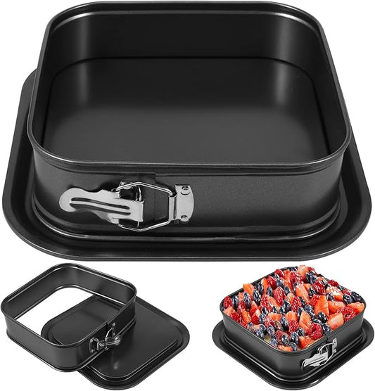 Springform Cake Pan,Nonstick Cheesecake Pan with Removable Base,Leakproof Ice Cream Cake Pan,Rectangular Springform Pan,Cake Baking Pan Bakeware,Springform Pan Tin for Kitchen (black, 9.45×9.45in)