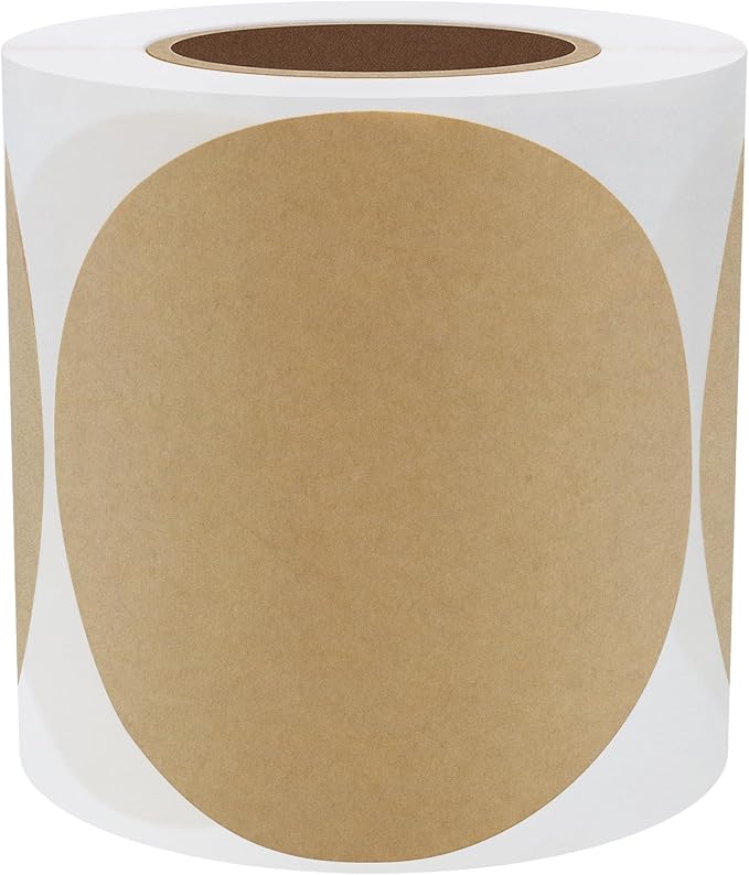 Hybsk Round Color Coding Circle Dots Labels Warehouse Inventory Organizer Stickers (4 inch, Kraft)