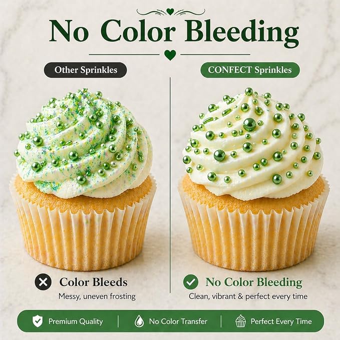 Confect Christmas Sprinkles for Cakes & Cupcakes – Party in Park Pea Green Sprinkles – Edible Celebration Mix with Dragees, Jimmies & Sparkling Sugar – Holiday Baking Decoration – Vegan, Gluten-Free, Nut-Free, Soy-Free, Dairy-Free , Handcrafted Sprinkl...
