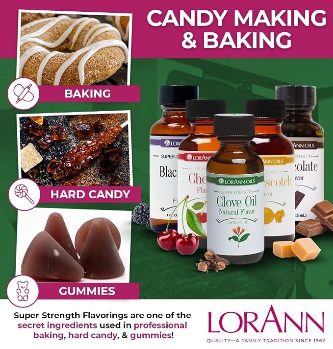 LorAnn Oils Super Strength Flavoring - Used For Candy Making, Flavoring, Baking, Hard Candy, & Flavor Oils - Bold, Natural Flavors 4X Stronger Than Extracts - Clove Leaf Oil, 0.125 fl oz