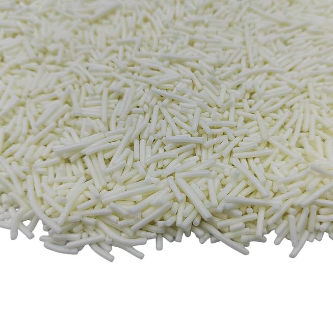Jimmies Sprinkles, Edible Jimmy Sprinkles, White Crunchy Jimmies Mix for Cake Decorating, Edible Cookie Cupcake Decorations for Theme Baking and Christmas Party Treats