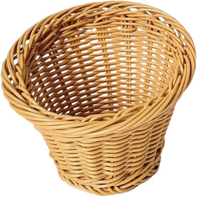 Ciieeo Handwoven Rattan Bread Serving Basket with Lid, Medium Woven Fruit and Vegetable Storage Basket for Kitchen Countertop, Household Dining and Picnic Use