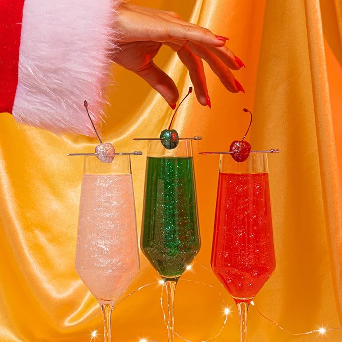 Fancy Sprinkles Madame Claus Edible Glitter Set | Luster Dust for Drinks, Cocktails & Cake Decorating | Vegan, Gluten Free, Non-GMO | Made in USA | Ruby Red, Diamond White, Emerald Green, 4gm each
