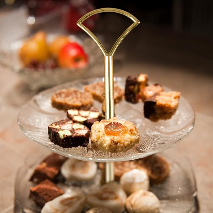 3 Tier 14" Heavy Metal Cake Stand Holder Fruit Plate Stand Fitting Hardware Rod Golden Fan