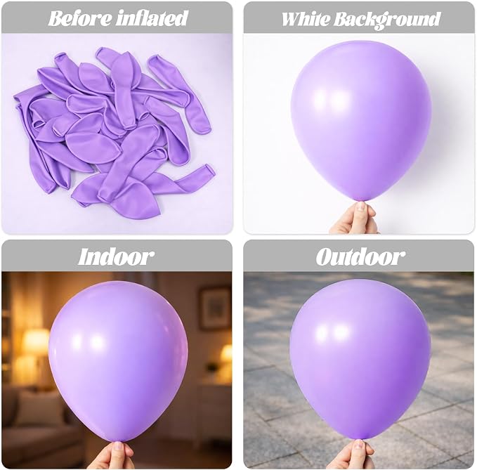 Voircoloria 90pack Pastel Purple Balloons Different Size 18/12/10/5 Inch Pastel Purple Balloon Garland Arch Kit for Graduation, Wedding, Birthday, Baby Shower, Anniversary, New Year Party Decorations