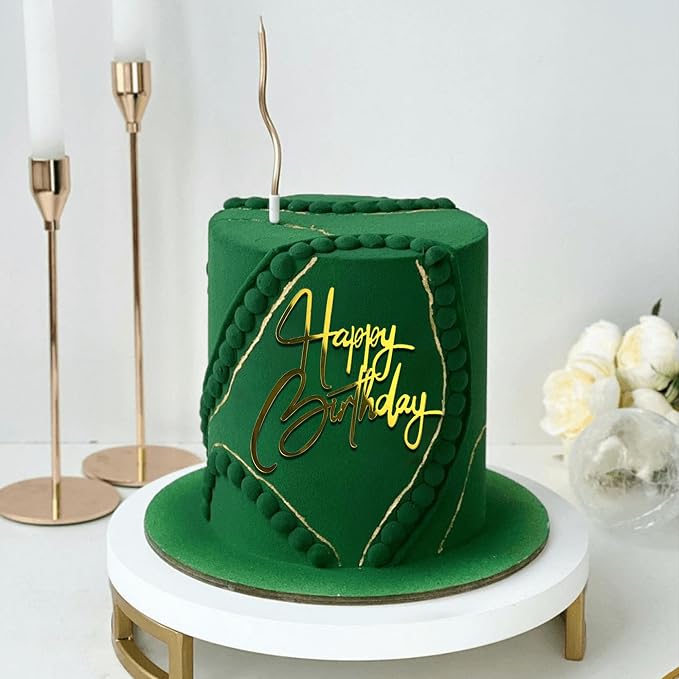 15Piece Gold Happy Birthday Cake Toppers Acrylic Mirror Inserts for Cakes Cupcakes Desserts 15 Styles (15pcs gold)