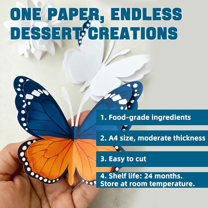 25pcs Vanilla Edible Wafer Paper A4 Size, 8.5" x 11" Food Grade Wafer Sheets, Edible Paper for Cakes Printable, Rice Starch Sheets for Candy & Decoration (0.3mm)